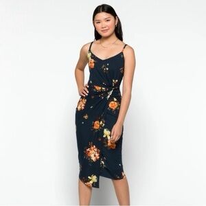 Nine Britton Navy Floral Midi Dress